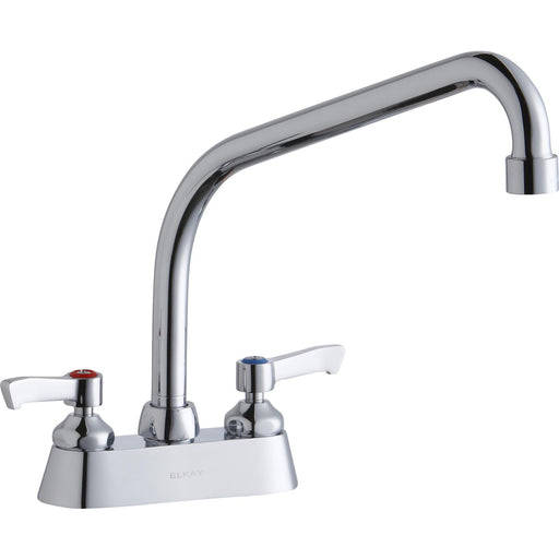 Elkay LK406HA10L2 4" Centerset, Exposed Deck Faucet, 10" High Arc Spout 2" Levers Chrome