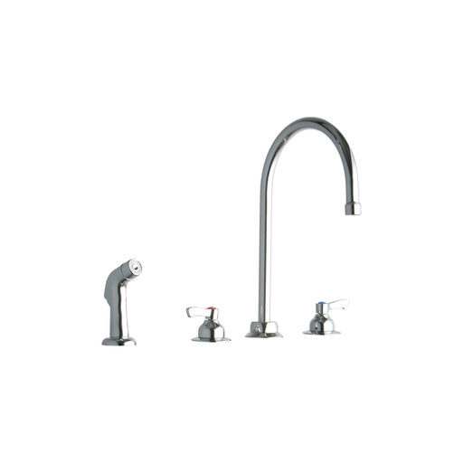 Elkay LK801GN08L2 8" Centerset, Concealed Deck Faucet, 8" Gooseneck Spout, Side Spray Chrome