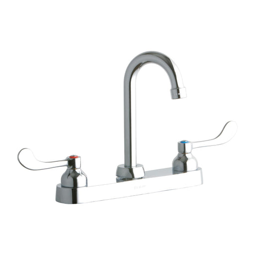 Elkay LK810GN04T4 8" Centerset, Exposed Deck Faucet, 4" Gooseneck Spout 4" Chrome