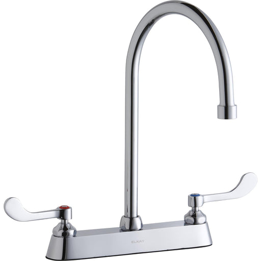 Elkay LK810GN08T4 8" Centerset, Exposed Deck Faucet, 8" Gooseneck Spout 4" Chrome