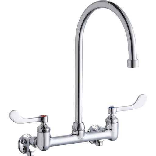 Elkay LK940GN08T4S Scrub/Handwash 8" Centerset Wall Mount Faucet, Gooseneck Spout, 1/2 Inlets