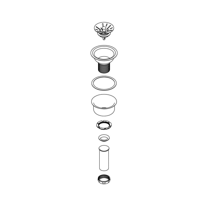 Elkay LK99 Deluxe 3-1/2" Drain Type 304 Body, Strainer, Rubber Seal and Tailpiece