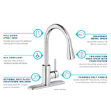 Elkay LKAV3031CR Avado Single Hole Kitchen Faucet with Pull-down Spray and Forward Lever Handle in Chrome