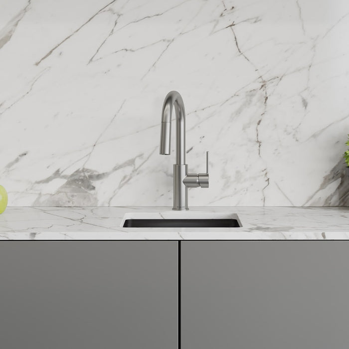 Elkay LKAV3032LS Avado Single Hole Bar Faucet with Pull-down Spray and Lever Handle in Lustrous Steel Finish