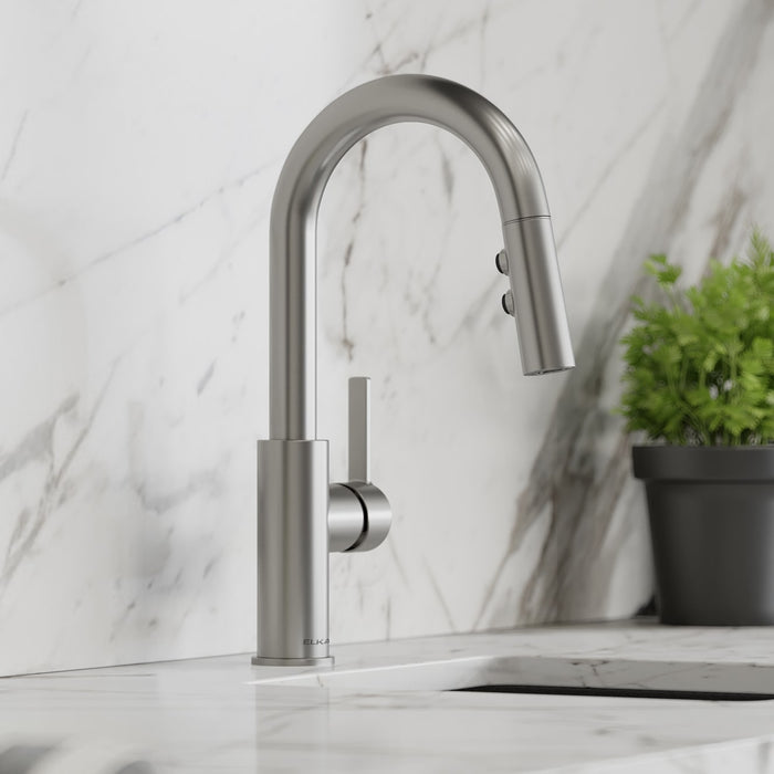 Elkay LKAV3032LS Avado Single Hole Bar Faucet with Pull-down Spray and Lever Handle in Lustrous Steel Finish