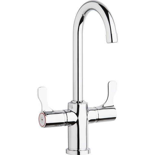 Elkay LKD208813C Single Hole 12-1/2" Deck Mount Faucet, Gooseneck Spout Twin Levers Chrome