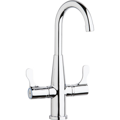 Elkay LKD2223C Single Hole Deck Mount Faucet, Gooseneck Spout Twin Lever Handles Chrome
