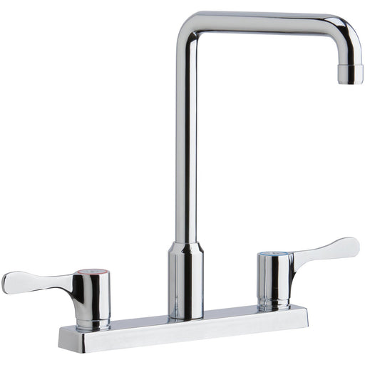 Elkay LKD2442BHC 8" Centerset Exposed Deck Mount Faucet, Arc Spout and 4" Levers Chrome