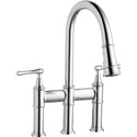 Elkay LKEC2037CR Explore Three Hole Bridge Faucet, Pull-down Spray and Lever Handles Chrome