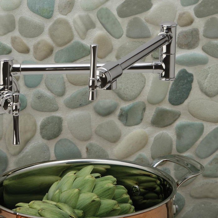 Elkay LKEC2091LS Explore Wall Mount Pot Filler Kitchen Faucet, Lever Handles Lustrous Steel
