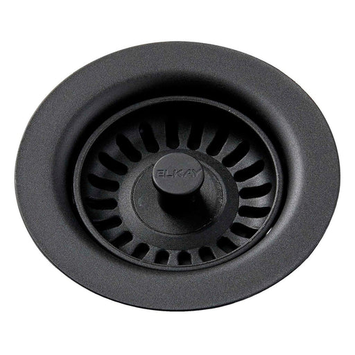 Elkay LKQS35BK Polymer Drain Fitting, Removable Basket Strainer and Rubber Stopper Black