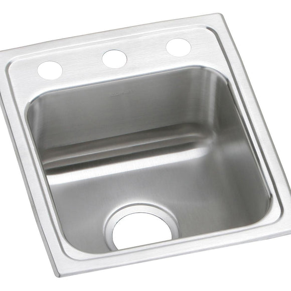 Elkay LR15172 Lustertone Stainless Steel 15" x 17-1/2" x 7-5/8", 1-Bowl Top Mount Bar Sink