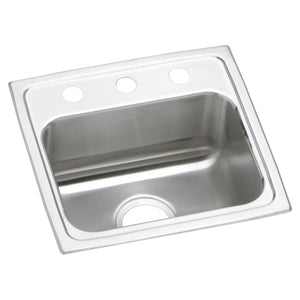 Elkay LR17163 Lustertone Stainless Steel 17" x 16" x 7-5/8", Single Bowl Top Mount Kitchen Sink
