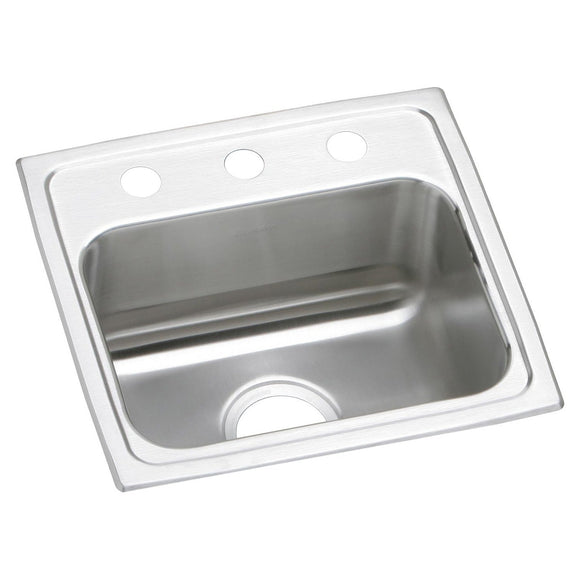 Elkay LR17163 Lustertone Stainless Steel 17" x 16" x 7-5/8", Single Bowl Top Mount Kitchen Sink
