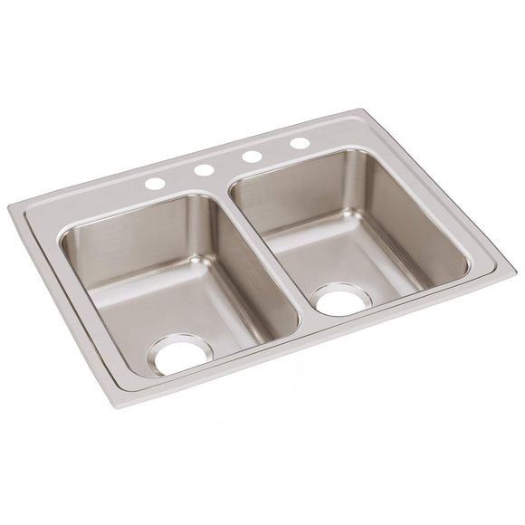 Elkay LR29224 Lustertone Stainless Steel Equal Double Bowl Top Mount Sink