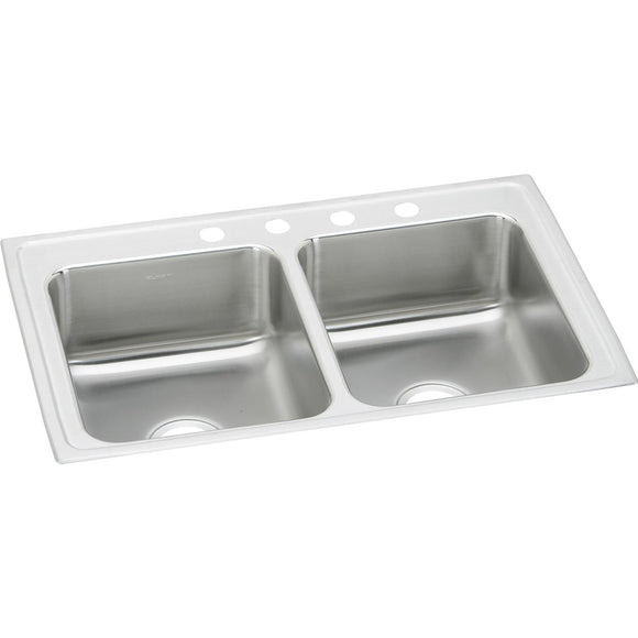 Elkay LR33194 Lustertone Stainless Steel 33" x 19-1/2" x 7-5/8", 2-Bowl Top Mount Kitchen Sink