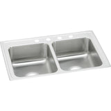 Elkay LR33194 Lustertone Stainless Steel 33" x 19-1/2" x 7-5/8", 2-Bowl Top Mount Kitchen Sink
