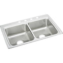 Elkay LR33223 Lustertone Stainless Steel 33" x 22" x 8-1/8", Double Bowl Top Mount Kitchen Sink