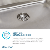 Elkay LRAD1722652 Lustertone Classic Stainless Steel 17" x 22" x 6-1/2", 2-Hole Single Bowl Drop-in ADA Sink