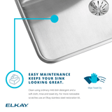 Elkay LRAD1722652 Lustertone Classic Stainless Steel 17" x 22" x 6-1/2", 2-Hole Single Bowl Drop-in ADA Sink