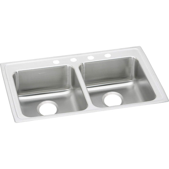 Elkay LRAD2922555 Gourmet 18 Gauge Double Bowl Top Mount Kitchen Sink Lustertone