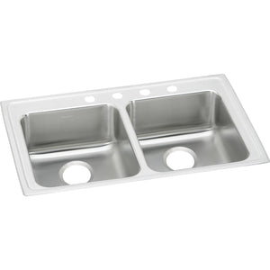 Elkay LRAD3321653 Lustertone Stainless Steel 33" x 21-1/4" x 6-1/2", 2-Bowl Top Mount ADA Kitchen Sink