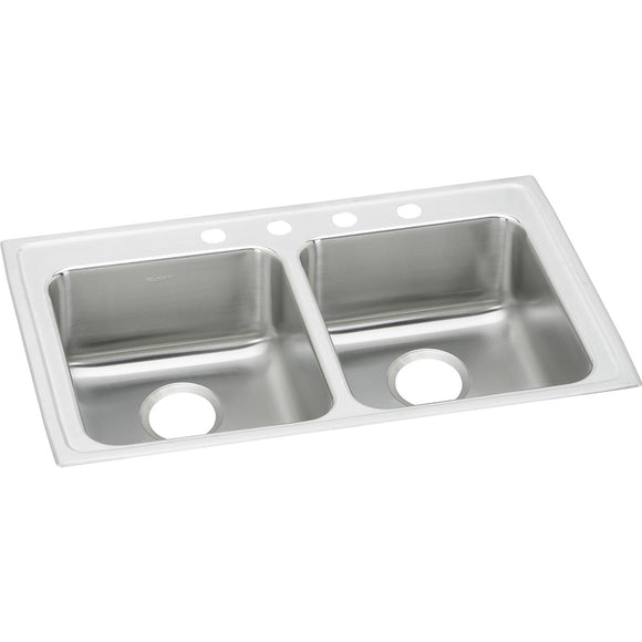 Elkay LRAD3321653 Lustertone Stainless Steel 33" x 21-1/4" x 6-1/2", 2-Bowl Top Mount ADA Kitchen Sink