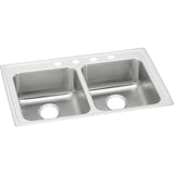 Elkay LRAD3321653 Lustertone Stainless Steel 33" x 21-1/4" x 6-1/2", 2-Bowl Top Mount ADA Kitchen Sink