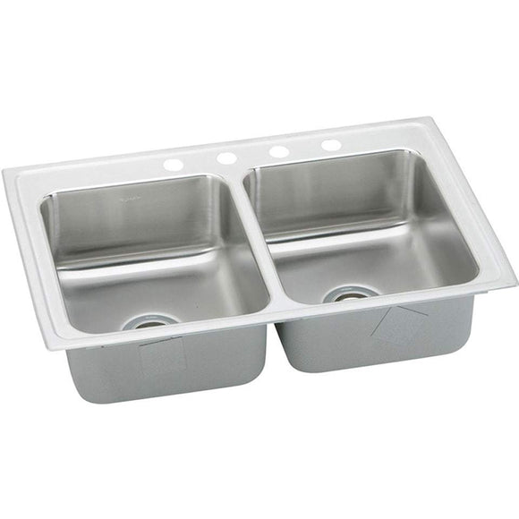 Elkay LRAD3321604 Lustertone Stainless Steel Equal Double Bowl Top Mount ADA Sink