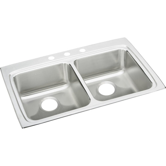 Elkay LRAD3322653 Lustertone Stainless Steel 33" x 22" x 6-1/2", 2-Bowl Top Mount ADA Kitchen Sink