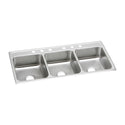 Elkay LTR46226 Lustertone Stainless Steel 46" x 22" x 7-5/8", Triple Bowl Top Mount Kitchen Sink