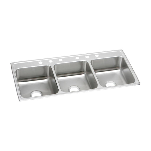 Elkay LTR46224 Lustertone Stainless Steel 46" x 22" x 7-5/8", Triple Bowl Top Mount Kitchen Sink