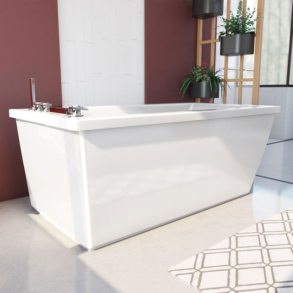 DreamLine BTLV6032WFXXF00 Levantine 60-inch Classic Rectangular Freestanding Bathtub in White