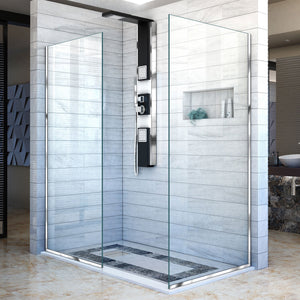 DreamLine SHDR-3234342-01 Linea Two Individual Frameless Shower Screens 34"W x 72"H each, Open Entry Design in Chrome