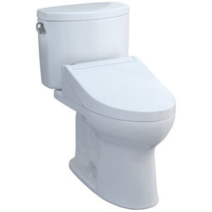 TOTO MW4543084CEFG#01 Drake II 1.28 GPF Two Piece Elongated Toilet with Left Hand Lever - Washlet/Bidet Seat Included