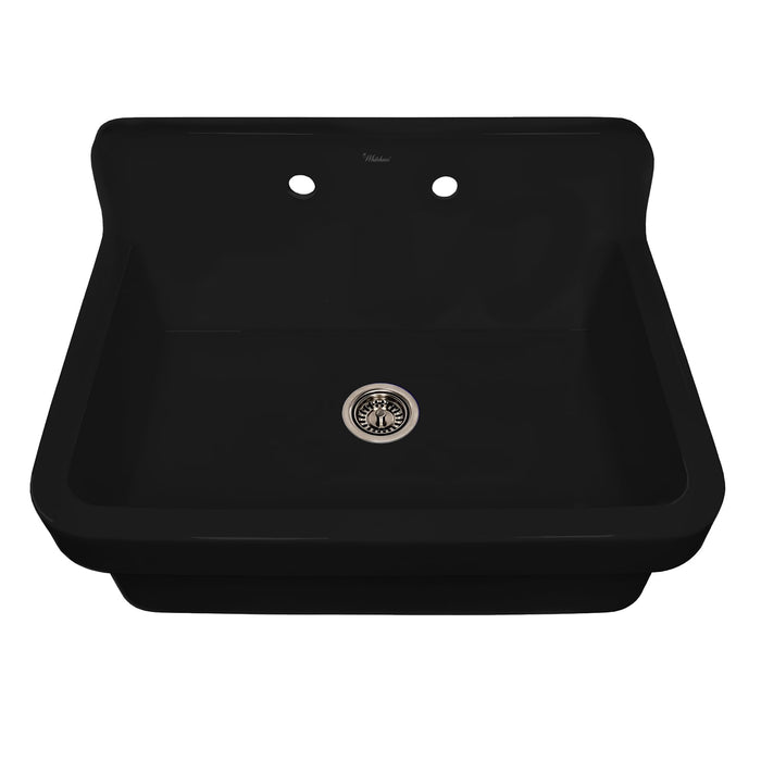Whitehaus OFCH2230-BLACK Old Fashioned Country Fireclay Utility Sink with High Backsplash