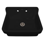 Whitehaus OFCH2230-BLACK Old Fashioned Country Fireclay Utility Sink with High Backsplash