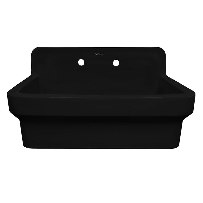 Whitehaus OFCH2230-BLACK Old Fashioned Country Fireclay Utility Sink with High Backsplash