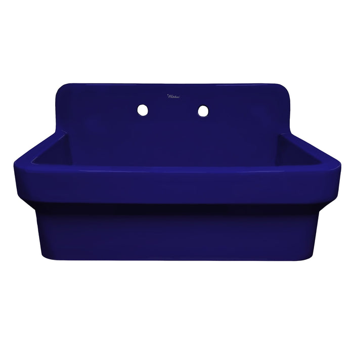 Whitehaus OFCH2230-BLUE Old Fashioned Country Fireclay Utility Sink with High Backsplash