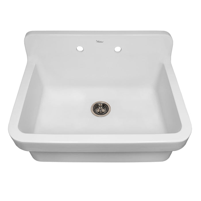 Whitehaus OFCH2230-WHITE Old Fashioned Country Fireclay Utility Sink with High Backsplash