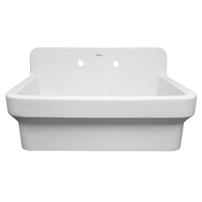 Whitehaus OFCH2230-WHITE Old Fashioned Country Fireclay Utility Sink with High Backsplash