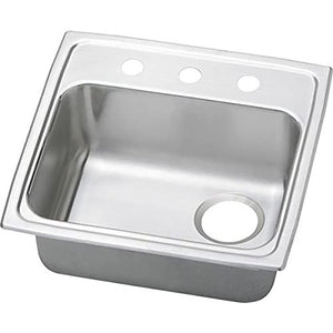 Elkay PSRADQ191955R3 Elkay Celebrity Stainless Steel 19.5" x 19" x 5.5", 3-Hole Single Bowl Drop-in ADA Sink with Quick-clip and Right Drain