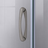 DreamLine DL-6153-04FR Prime 36" x 76 3/4" Semi-Frameless Frosted Glass Sliding Shower Enclosure in Brushed Nickel with Base and Backwall