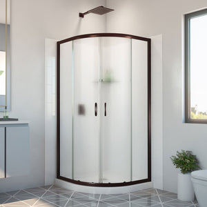 DreamLine E2703636XFQ0006 Prime Shower Enclosure, Base,, White Wall Kit in Oil Rubbed Bronze, Frosted Glass