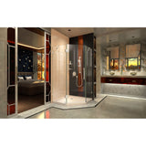 DreamLine DL-6052-22-01 Prism Lux 40" x 74 3/4" Fully Frameless Neo-Angle Shower Enclosure in Chrome with Biscuit Base