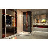 DreamLine DL-6053-22-04 Prism Lux 42" x 74 3/4" Fully Frameless Neo-Angle Shower Enclosure in Brushed Nickel with Biscuit Base