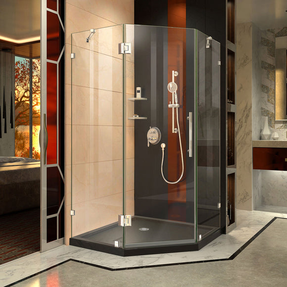 DreamLine DL-6050-88-01 Prism Lux 36" x 74 3/4" Fully Frameless Neo-Angle Shower Enclosure in Chrome with Black Base