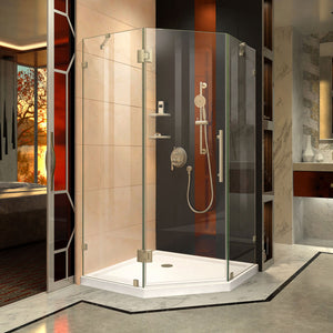 DreamLine SHEN-2238380-04 Prism Lux 38" x 72" Fully Frameless Neo-Angle Hinged Shower Enclosure in Brushed Nickel