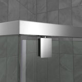 DreamLine DL-6030-22-04 Prism 36" x 74 3/4" Frameless Neo-Angle Pivot Shower Enclosure in Brushed Nickel with Biscuit Base