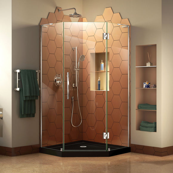 DreamLine DL-6063-88-01 Prism Plus 42" x 74 3/4" Frameless Neo-Angle Shower Enclosure in Chrome with Black Base